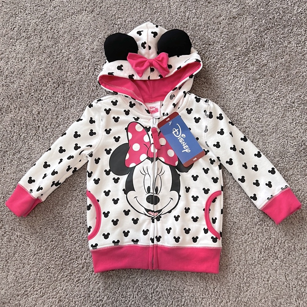 Minnie Mouse Zip Up Hoodie NWT
